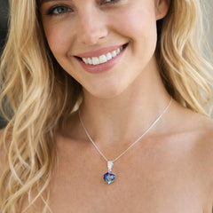 silver necklace with a colorful pendant
