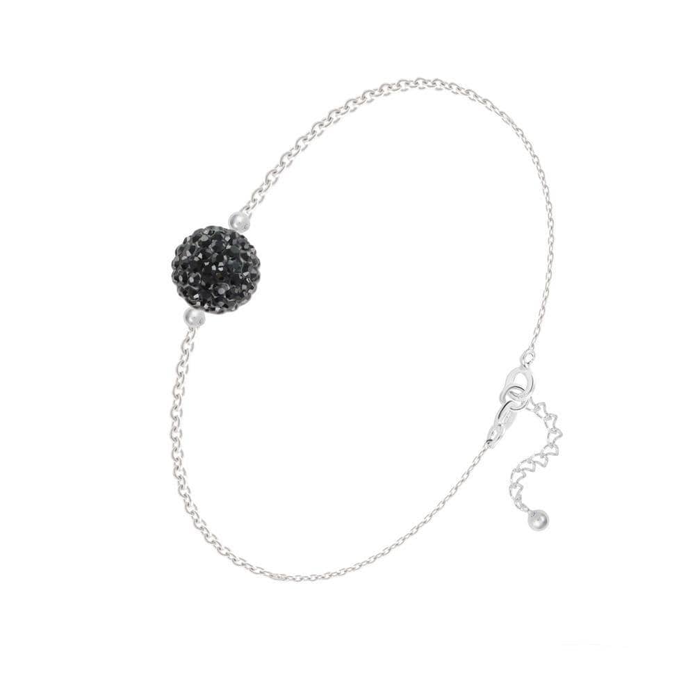Sterling Silver bracelet with Jet Swarovski crystal pavé bead and rhodium plated finish