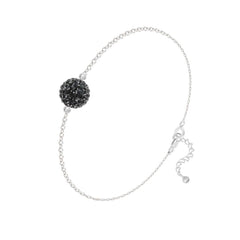 Sterling Silver bracelet with Jet Swarovski crystal pavé bead and rhodium plated finish