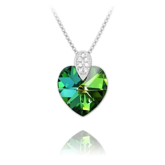 Sterling Silver heart necklace with Vitrail Medium Swarovski crystal and rhodium plated finish