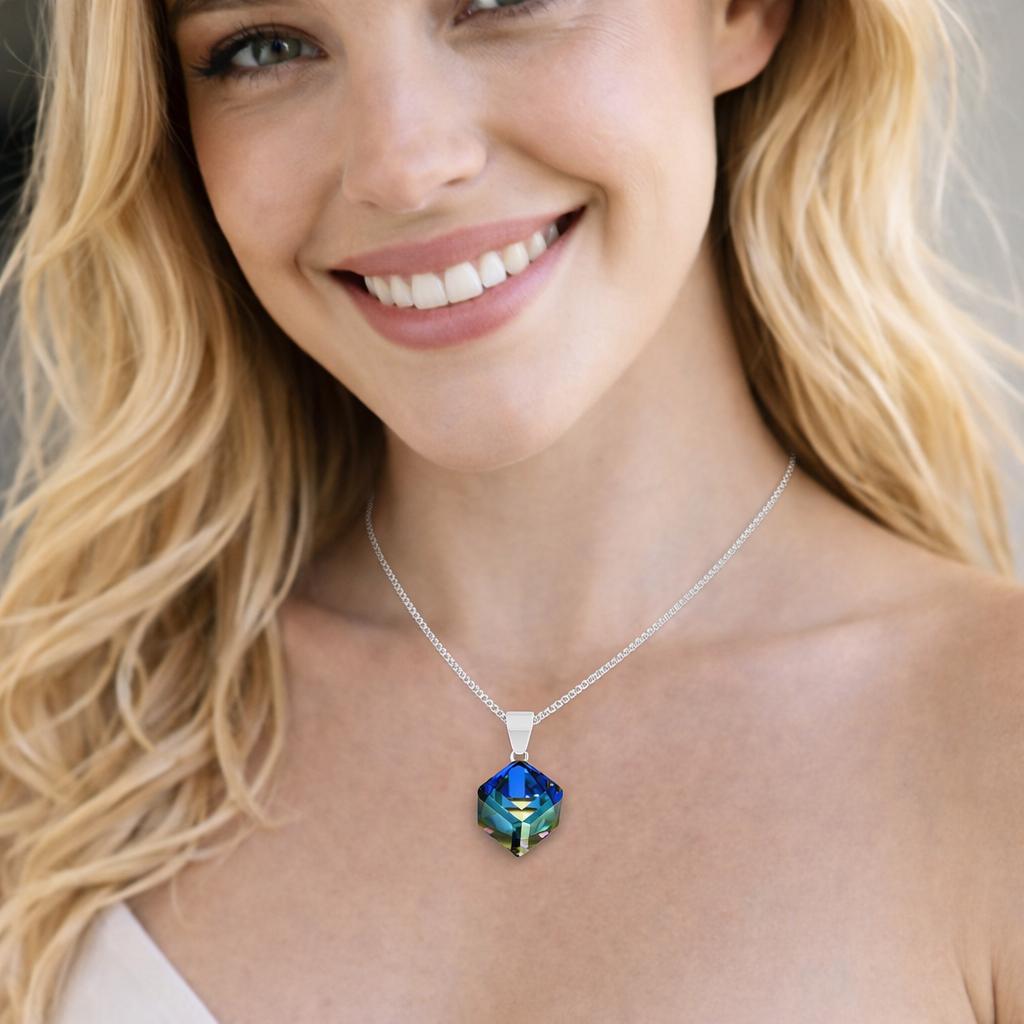 necklace with a blue pendant