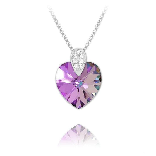 Sterling Silver heart necklace with Vitrail Light Swarovski crystal and rhodium plated finish
