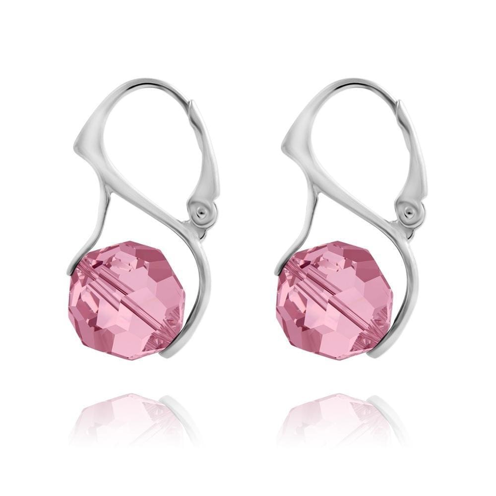 Sterling Silver leverback earrings with Light Rose Genuine Swarovski Crystal and rhodium plated finish