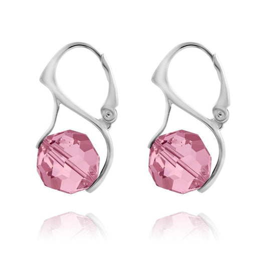 Sterling Silver leverback earrings with Light Rose Genuine Swarovski Crystal and rhodium plated finish