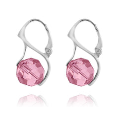 Sterling Silver leverback earrings with Light Rose Genuine Swarovski Crystal and rhodium plated finish