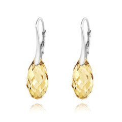Sterling Silver Golden Shadow crystal drop earrings with rhodium plated finish and elegant leverback design