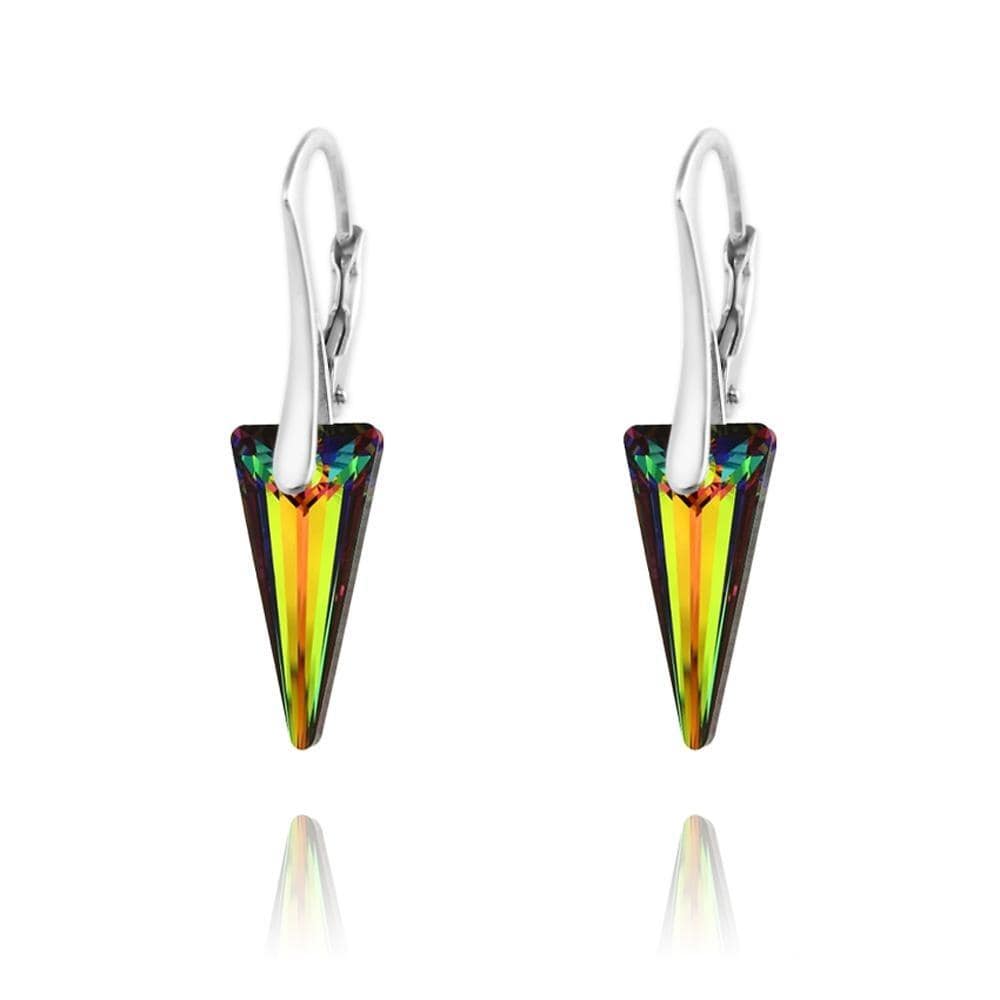 Sterling Silver Vitrail Medium crystal spike earrings with rhodium plated finish and leverback closure