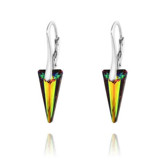 Sterling Silver Vitrail Medium crystal spike earrings with rhodium plated finish and leverback closure