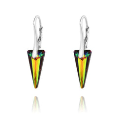 Sterling Silver Vitrail Medium crystal spike earrings with rhodium plated finish and leverback closure
