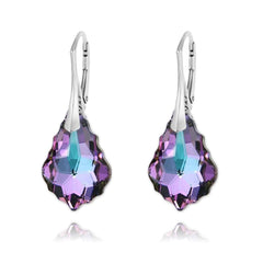Sterling Silver Vitrail Light crystal drop earrings with rhodium plated finish and faceted crystal design