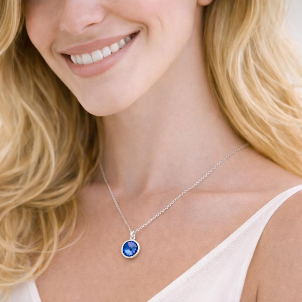 Silver Sapphire Blue Necklace