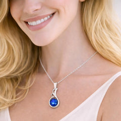 Silver Angel Wing Geniune Sapphire Pendant Necklace