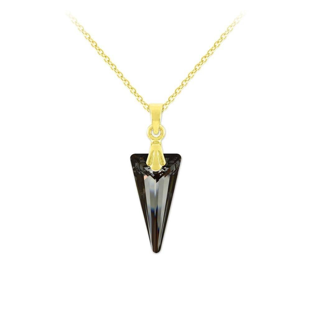 24K gold plated sterling silver pendant necklace with Silver Night Swarovski crystal in black