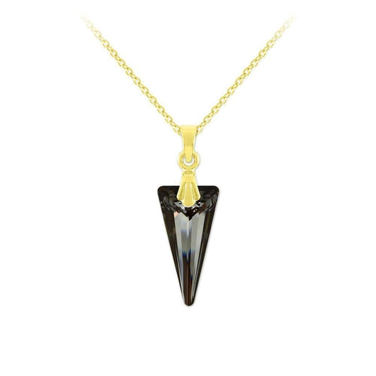 24K gold plated sterling silver pendant necklace with Silver Night Swarovski crystal in black