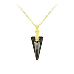 24K gold plated sterling silver pendant necklace with Silver Night Swarovski crystal in black