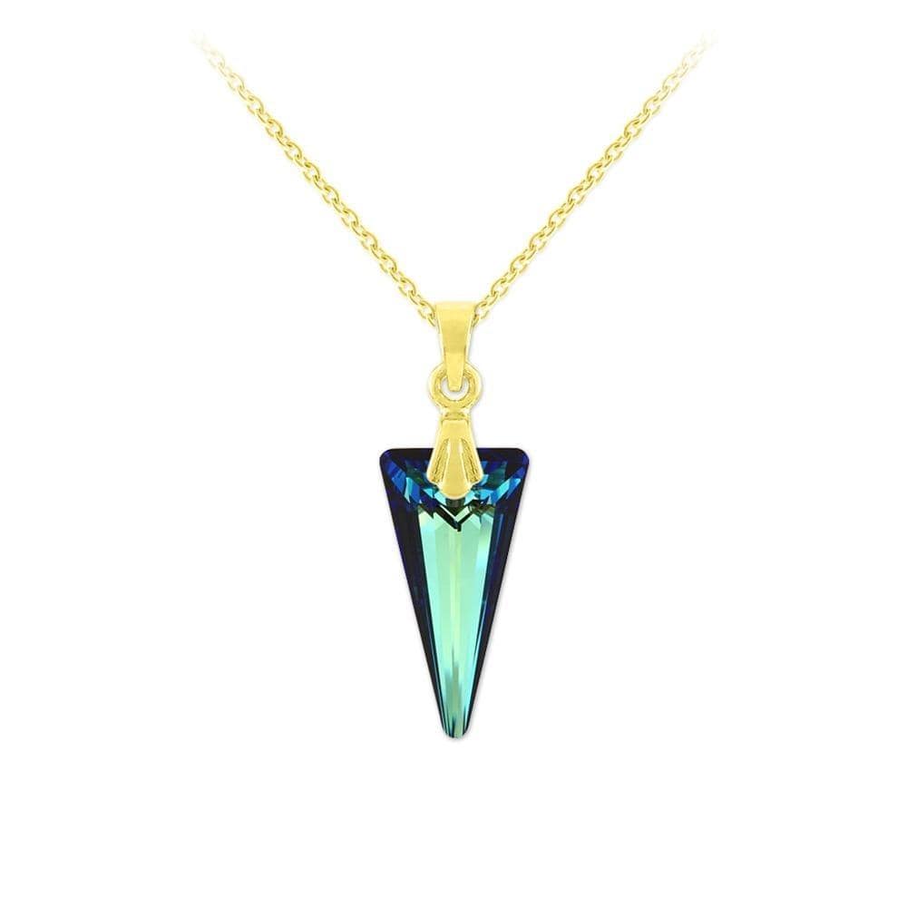 24K gold plated sterling silver pendant necklace with Bermuda Blue Swarovski crystal