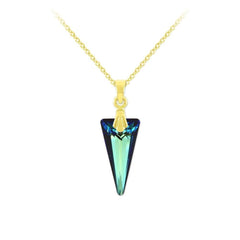 24K gold plated sterling silver pendant necklace with Bermuda Blue Swarovski crystal