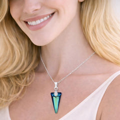 necklace with a blue pendant