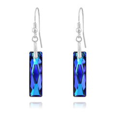 Sterling Silver drop earrings with Bermuda Blue Swarovski crystals and rhodium plated finish