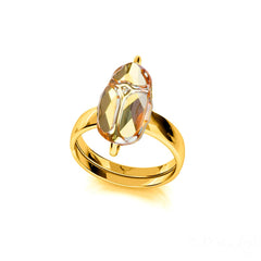 24K gold plated sterling silver adjustable Metallic Sunshine crystal statement ring