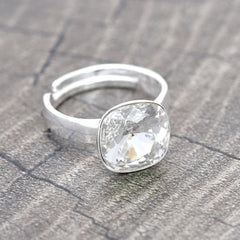 Silver Crystal Stone ring