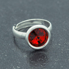 Silver Light Siam Ring With Crystal