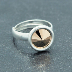 Silver Rose Gold Ring With Crystal