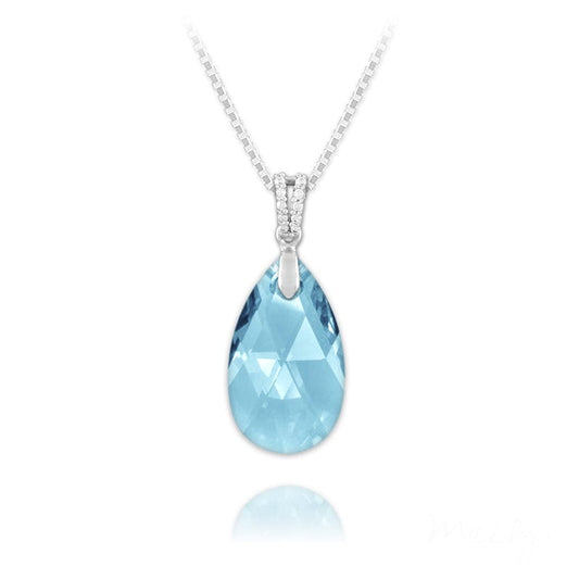Silver Pear Aqua Necklace for women