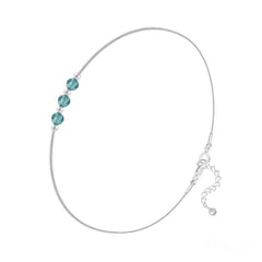 Sterling Silver bracelet with Genuine Swarovski Blue Zircon crystals, silver beads and extension chain