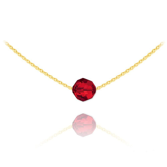 24K gold plated Sterling Silver choker necklace with Genuine Swarovski Light Siam crystal