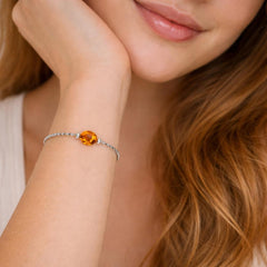 Silver Fire Opal Pearls Bracelet