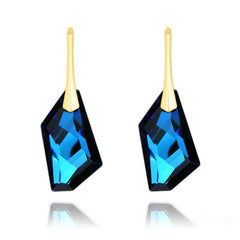 24K gold plated sterling silver leverback earrings with Genuine Swarovski Bermuda Blue crystals