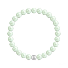 Sterling silver stretch bracelet with Genuine Swarovski Pastel Green crystal pearls