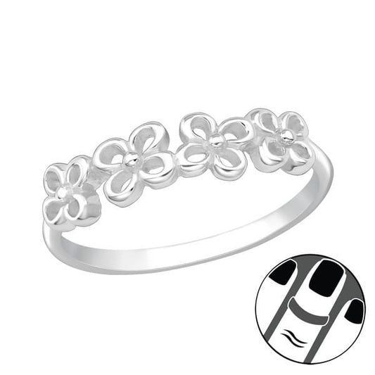 sterling silver flower midi ring