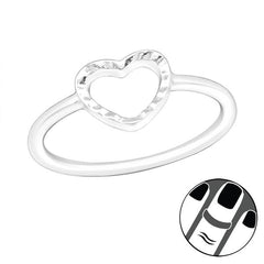 Silver Heart Midi Ring
