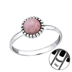 Rhodonite Antique Round Midi Silver Ring