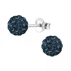 Silver Crystal Ball Stud Earrings