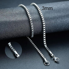 Stainless Steel Men's Jewelry Box Chain Necklace