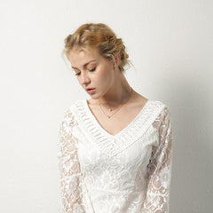 Stainless Steel Gold Pearl & Heart Double Necklace