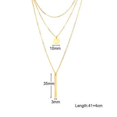 Stainless Steel Gold Bar Triple Layer Necklace