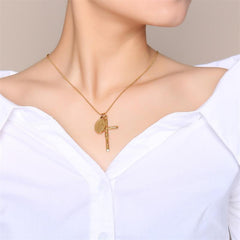 Stainless Steel Virgin Mary Cross Necklace For Women