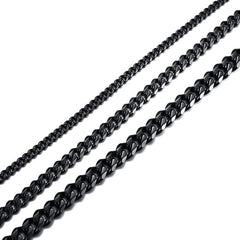 Stainless Steel Black Cuban Link Chain Necklace