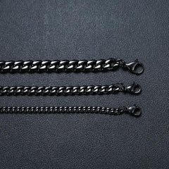 Stainless Steel Black Cuban Link Chain Necklace