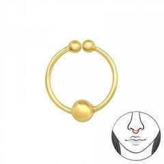 Gold 3mm Ball Nose Ring Clip