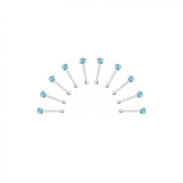 10 X Silver  Nose Studs with Ball end