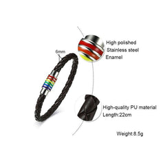 Stainless Steel Rainbow Leather Bracelet