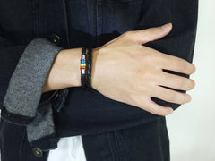 Stainless Magnetic Clasp Rainbow Leather Bracelet