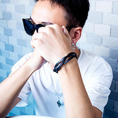 Stainless Steel Multi Strand Leather Bracelet