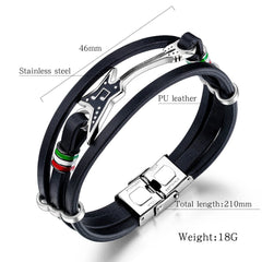 Steel Mens Guitar Leather Bracelet
