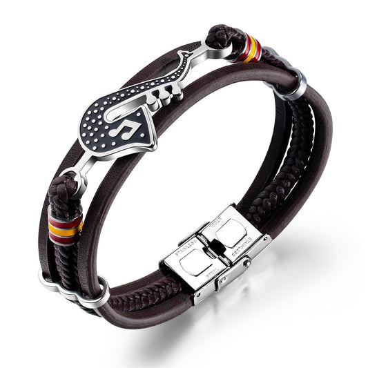 Steel Black Music Leather Bracelets